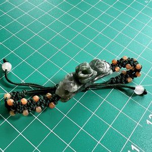 New Jade Rose Design Rope Bracelet